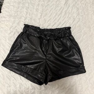 Black Faux Leather Shorts